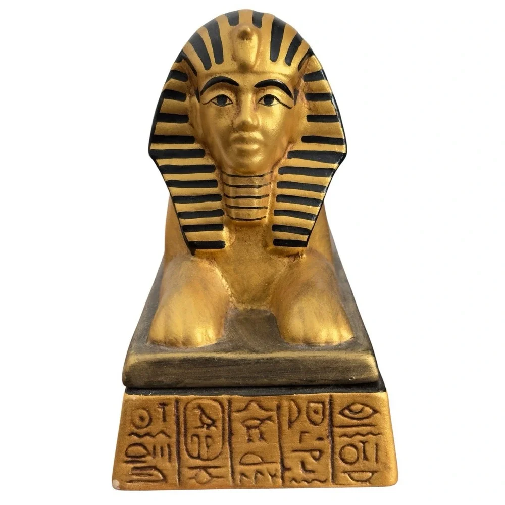 Ceramic Egyptian Sphinx Figurine Trinket Jewelry Storage Box‎ Statue